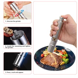 Pepper grinder, stainless steel grinder, easy to grip pepper grinder, upgraded precision grinder, manual spice grinder, pepper coarse salt grinder, freshly ground seasoning bottle