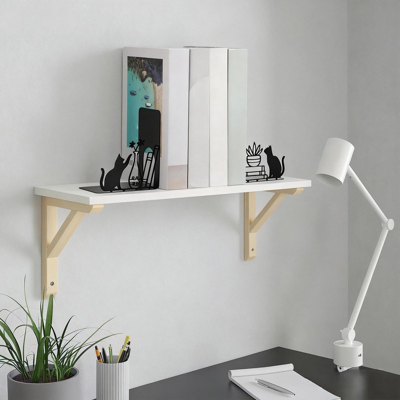Foppla Cat Bookend 2 Pcs Metal Shelf Stopper,Black Cat and