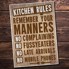 RED OCEAN Retro Kitchen Signs And Plaques Shabby Chic Family Friendship Rules Wall Signs Mum Gift