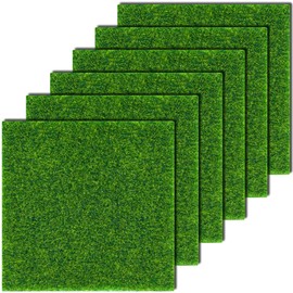 KISEER 6 Pack Fairy Garden Grass 6 x 6 Inches Miniature Artificial Craft Grass for Dollhouse Ornament DIY Decoration