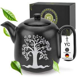 YC Yang Chai Teapot with Strainer (1.3 L) - Ceramic Teapot with Strainer Insert Made of Rustproof 304 Stainless Steel - Handmade Ceramic Tea Pot - Drip Free & Heat Resistant - Tea Accessories for