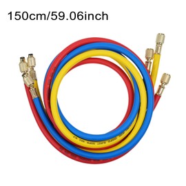 Mulcort Refrigerant Charging Hose 1/4'' Thread Hose Set with Ball Valve Fit for R12 R22 R502 Coolant Adding and Air Condition Maintenance 3-Color 3 Pcs