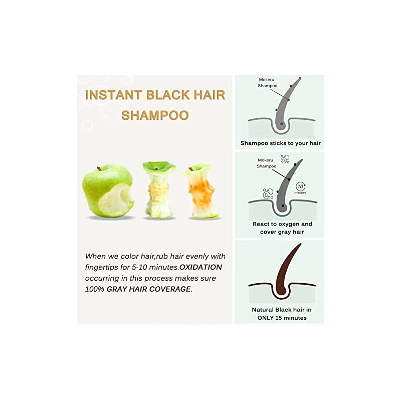 Fvquhvo Champú Instantáneo para Cabello Negro para Cabello Gris -