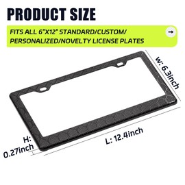 DCRCFIBER Real Carbon Fiber License Plate Frame, 100% Pure Carbon Fiber Frame, Black License Plate Holder Cover with Screw Caps, Anti-Vibration Pads, (Soccer Print 2 Hole)