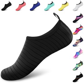 VIFUUR Water Sports Shoes Barefoot Quick-Dry Aqua Yoga Socks Slip-on for Men Women A Black 46-47