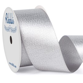 Ribbli Silver Double Faced Purl Ribbon,Luxury Glitter Ribbon,1-1/2 Inches x 10 Yards,Use for Gift Wrapping,Floral Arrangements,Wedding Decorations