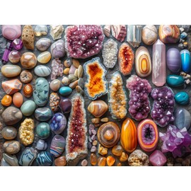 Prime Time Puzzles 1000 Piece Jigsaw Puzzle for Adults - Colorful Crystals and Healing Stones - Challenging Puzzle Perfect for Game Nights - 1000 Piece Puzzle for Adults. 20x27 inches (Chakra Rockin)