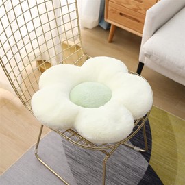 WYIKE Cute Flower Pillow Plush Flower Cushion Floor Pillow Cushions Leisure Pillow Car Cushion Room decor Pillow (40cm, White/Green)