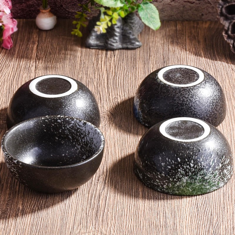 Porcelain Dipping Bowl Set of 4, 3.7" Vintage Reactive Glaze