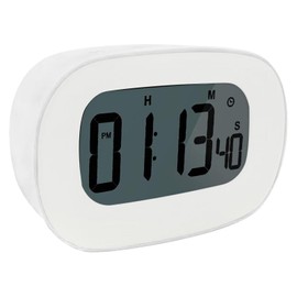 Digital Timer with Clock, Magnetic Countdown Clock Stopwatch Timer for Kitchen Cooking Classroom Study Fitness Gym, Loud Sound or Silent, Touch Operation, Big Digits, 12/24 Hour Time (White)