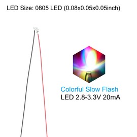 PATIKIL 0805 Pre-Wired Micro LED, 25 Pcs 2.8-3.3V Pre-soldered Mini Light Emitting Diodes Surface Mount Device for Model Building, DIY, Science Projects, 9.8" Length, Colorful Slow Flash
