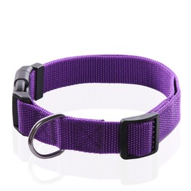 Adjustable Nylon Dog Collar, pet Collar 1 Inch 3/4 Inch 5/8 Inch Wide, for Large Medium Small Dogs (S(5/8" x 11-16"), Purple)