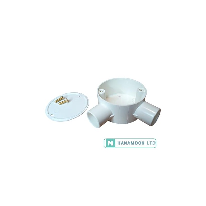 HanaMoon White 20mm PVC 2 Way Conduit Box with Lid