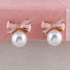 GRACE JUN Gold Plated bow-knot shape Pearl Clip on Earrings