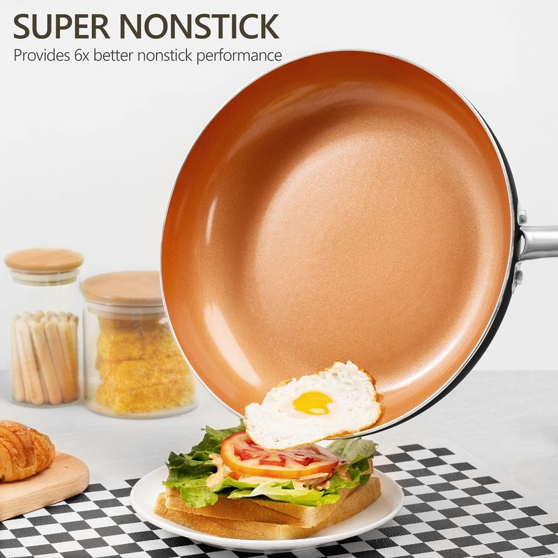 MICHELANGELO Frying Pan with Lid, Nonstick 8 Inch Frying Pan