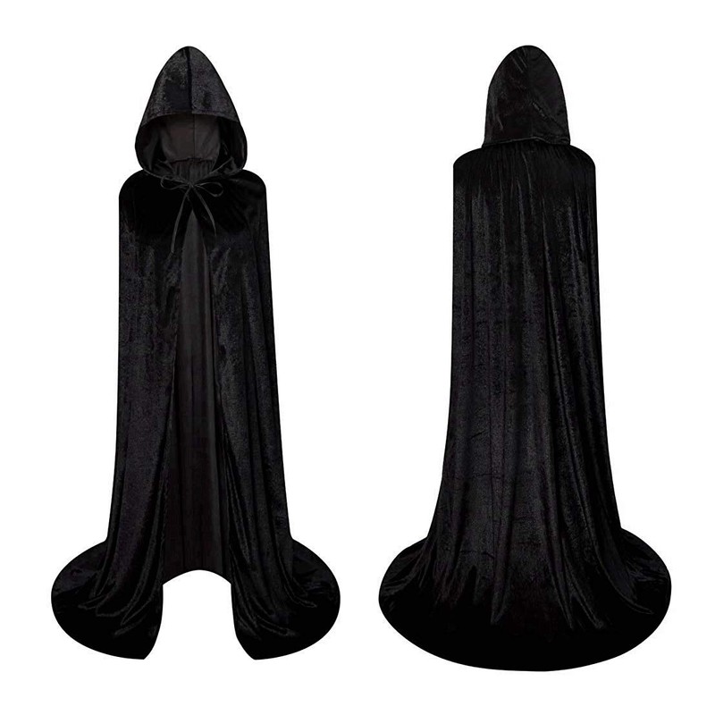 LHJ Cloak with Hood Costume Hooded Cape Crushed Velvet for
