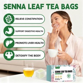 Senna Tea Bags, 50 Teabags, 3g/Bag, Made with 100% Natural Senna Leaves. Caffeine-Free | Sugar-Free | Gluten-Free | Vegan. Eco-Friendly Tea Bags
