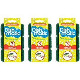 Dishmatic Fillable Washing Up Brush Refills (9 Packs) - General Purpose Brush Refills - with Ultra Absorbent Microfibre Cleaning Cloth
