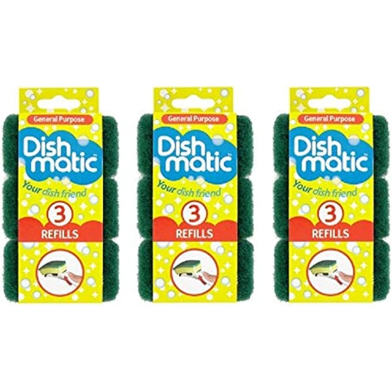 Dishmatic Fillable Washing Up Brush Refills (9 Packs) - General