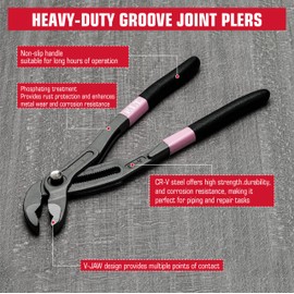 P.I.T. Pliers,7" Groove Joint Pliers,Fast Adjustable Water Pump Pliers,V-Jaw Tongue and Groove Pliers,Pipe Pliers for Home Repair, Gripping, Nuts, Bolts, Pipe & Fittings