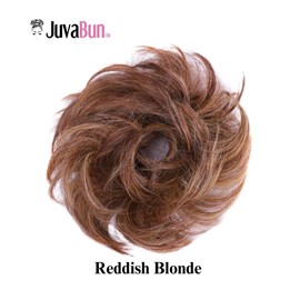 JUVABUN Small Messy Bun Hair Piece - Reddish Blonde | Curled Hair Bun Scrunchie | Hair Pieces for Women Everyday Wear Washable & Realistic Hair Buns Hair Piece| Synthetic Hair Bun Scrunchie - Reddish