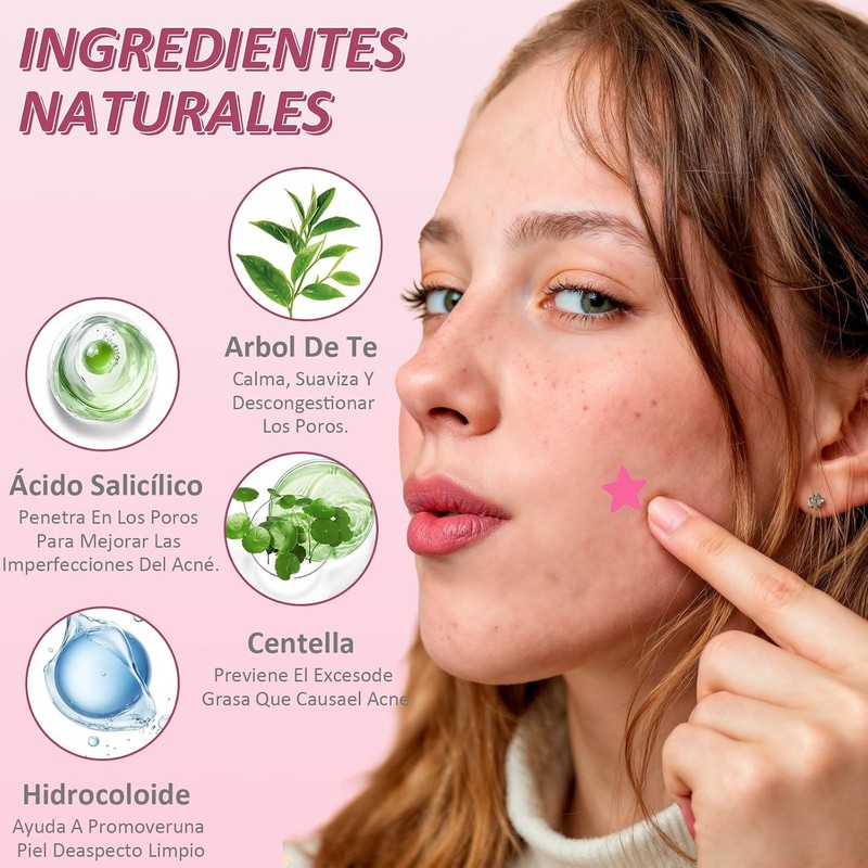 96 Estrellas para Granos, 3 Cajas de Parches para Acne