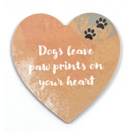 Dogs Leave Pawprints Heart-shaped Novelty Coaster - Unique Gift for a Dog Lover - Made in UK