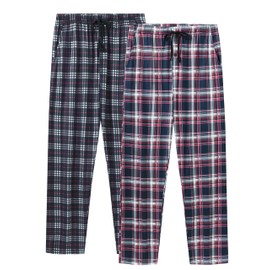 JINSHI Men's Plaid Home Lounge Bottom Pajama Pjs Pant Breathable Loungwear Nightwear Bottom 3-Pack(A),S