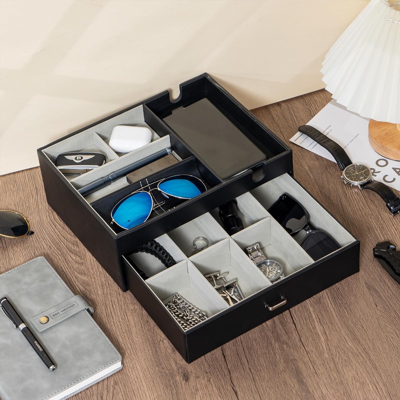 ProCase Father's Day Gift 2 Layers Valet Tray, Nightstand Organizer