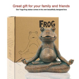 Yeomoo Meditation Yoga Frog Figures Decoration Living Room Garden Decoration - Frog Figure for Zen Garden Room Desk Miniature Decoration - Funny Gifts for Women Mum Fairy Garden 13 cm Copper