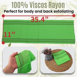 etreetowel Extra Large Size 35.4" x 11" (2 PCs) Korean Asian Exfoliating Bath Washcloths Mitt Scrub for Body and Back washcloth Glove Viscose Rayon Towel for Soft Skin