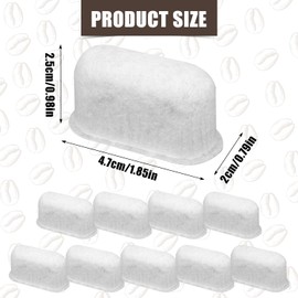 10 Pcs Espresso Machine Filter Replacement for Delonghi, Super Strong Adsorption Activated Charcoal Coffee Water Carbon Filter Accessories Compatible with Delonghi 7313285779 ﻿