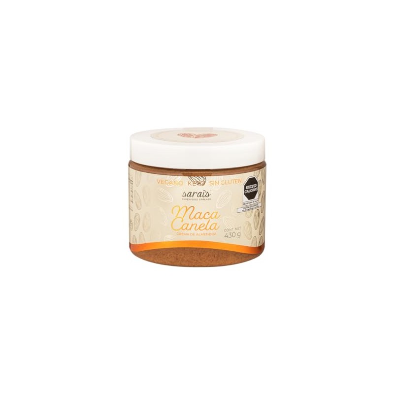 Sarais Crema de Almendra Maca Canela, natural,super-food, nutritiva 430g