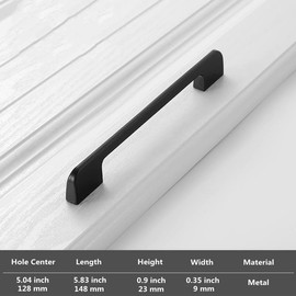 Shozafia 5 Pack Kitchen Cabinet Handles, Solid Black Drawer Pulls, Long Cabinet Hardware for Dresser Furniture (5.83 inch)