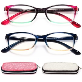 EYEURL Reading Glasses for Women, 2 Pack Blue Light Blocking Readers Lightweight Filter UV Ray/Glare Anti Eyestrain 3.0
