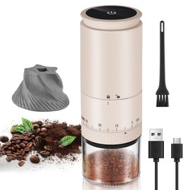 Molinillo de café eléctrico, cafetera portátil eléctrica con pantalla táctil inteligente, molino de café expreso, carga USB, engranaje de núcleo de cerámica (pantalla eléctrica inteligente)