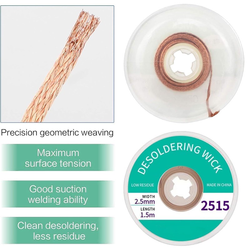 Solder Wick Braid with Flux No-Clean Electronic, Desoldering Wick Braid