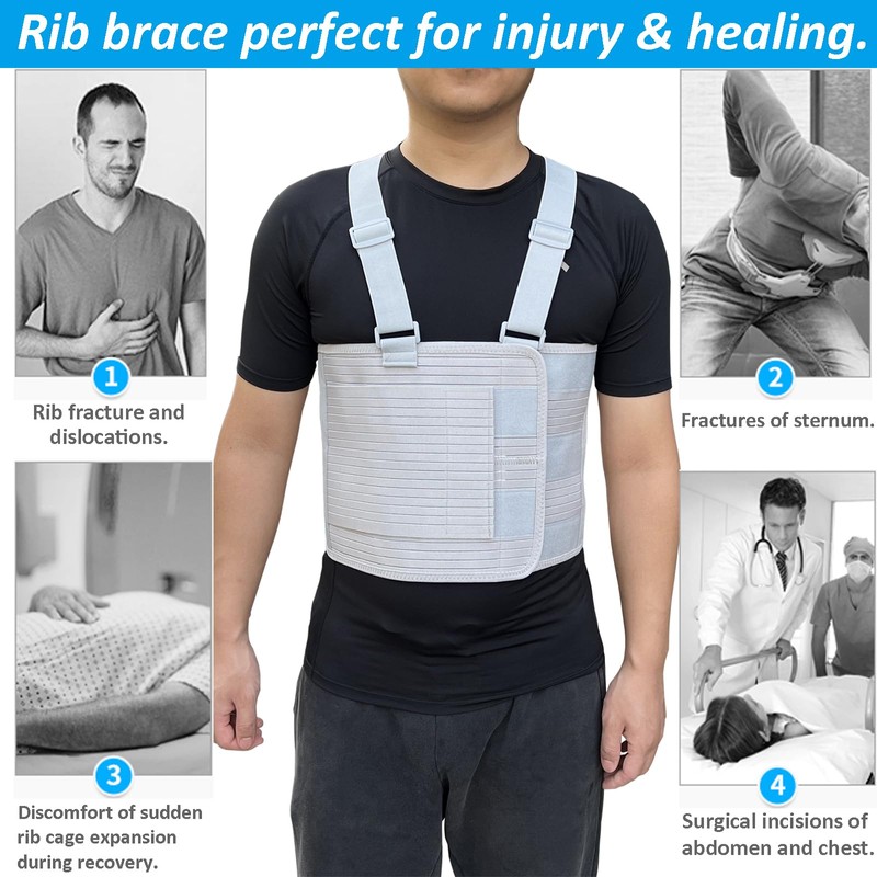 Rib Injury Chest Binder Brace for Cracked Ribs - Elastic