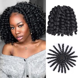 Wand Curl Crochet Hair,8Inch Jamaican Bounce Crochet Hair 5packs #1B Black Wand Curl Colored Crochet Braids Hair 80g/Pcs Ringlet Twist Hair Extension Crochet Hair (5pcs,1B)