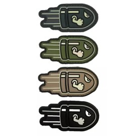 Angry Flying Bullet Tactical Patch [4 PC Bundle -3D-PVC Rubber-3.0 X 1.5 ] for Backpacks, Range Bags, Clothes, Hats, and More
