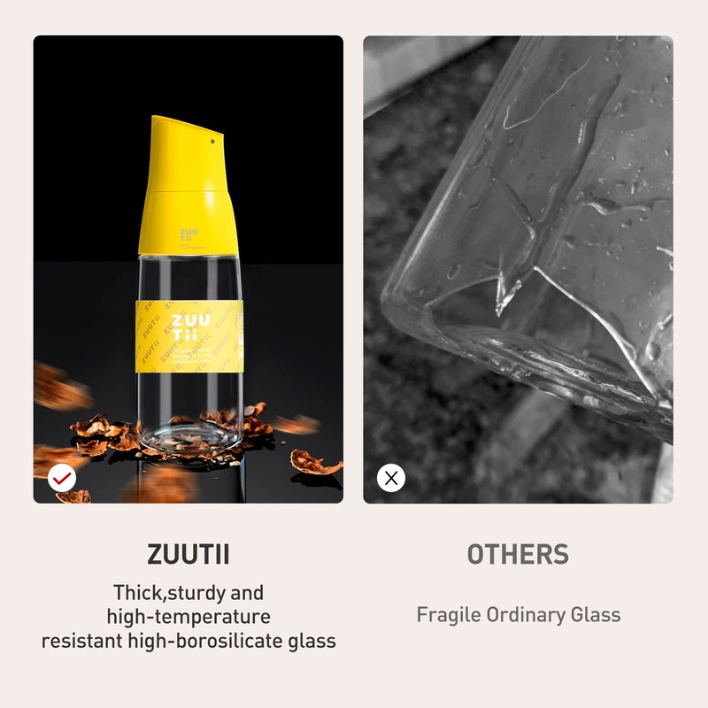 ZUUTII Botella de aceite con tapa de cristal y boquilla