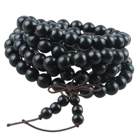 KYEYGWO 108 Natural Wood 6 mm / 8 mm Mala Beads Bracelet for Men and Women Meditation Prayer Wrap Bracelets Tibetan Buddhist Stretch Bracelets Necklace, NA