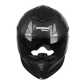 Crown Racing Compact Motorcycle Helmets, Full Face Motorcycle Street Bike Helmet, DOT Approved Model-LW600 Carbon Fiber Pattern, Size-L