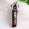 Acxico 1Pcs Black Tourmaline Protection 7 Chakra Pendant Real Crystal