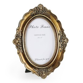 VAN GOGH ART 4x6 Picture Frame Gold, Vintage Bronze Gold 4 by 6 Picture Frame Hand-Crafted Resin with Glass Front Ornate Retro Antique Photo Frame for Wall and Tabletop Display Home Decor