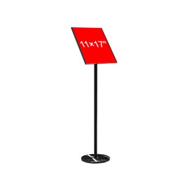 PICNICNI Sign Holder Stand 11 x 17 Floor Sign Standing Versatile, Marble Base, Both Vertical & Horizontal View Sign Displayed Poster Stand for Store Business Show, Black (11x17 inches)