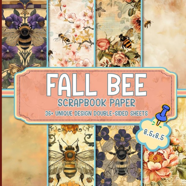 Fall Bee Scrapbook Paper: 36 Double-Sided Floral & Bee Themed