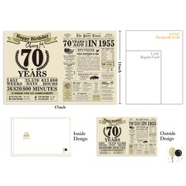 Funny 70th Birthday Gifts for Women Men, Jumbo 70th Birthday Card for Dad Mom Grandma Grandpa, Gifts for 70 Year Old Woman Man, Vintage Back in 1955 Birthday Cards Gifts, 70th Birthday Decorations