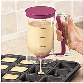TKUS Cupcake Pancake Cookies Cream Dispenser Cake Mix Jug Baking Essentials Maker Cooking Tools Funnel Measuring cup Accessories (Purple)