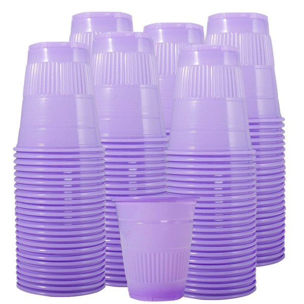 150 Pack 5 oz Plastic Disposable Recyclable Cups, Dental Cups, Party Cups, Mouth Rinse Cup, Bathroom Cups, Party Tumblers, Jello Shot Cups, Offices, School, Hospitals, Home and more (Purple, 150)